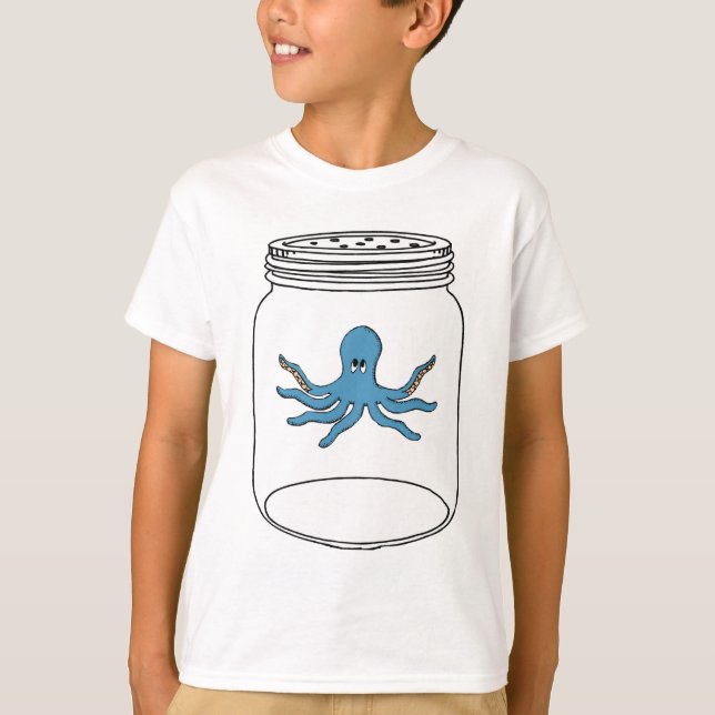 Octopus i Burk T-shirt (Framsida)
