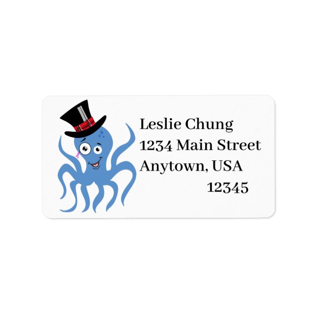 Octopus i Top hat och Monocle Adressetikett (Framsidan)