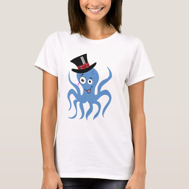 Octopus i Top hat och Monocle T Shirt (Framsida)