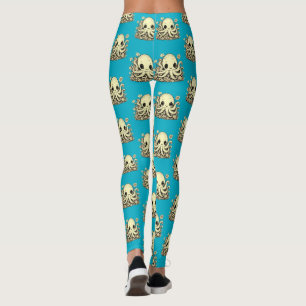 Octopus in Flowers Cute Animal Design Leggings