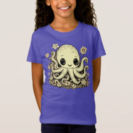 Octopus in Flowers Cute Animal Design T Shirt