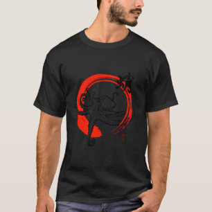 Octopus japansk Sumie Calligraphy Kanji Red Enso T Shirt