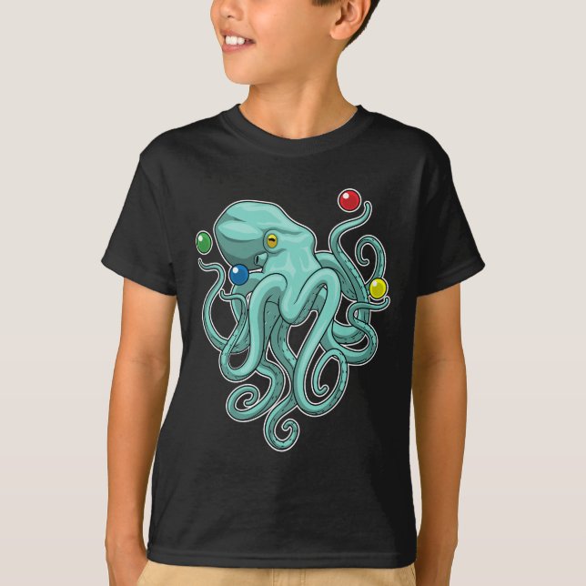 Octopus Juggler Juggle T Shirt (Framsida)
