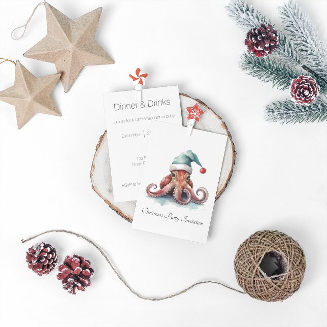 Octopus jul Joy, anpassningsbar Inbjudningar (Skapare uppladdad)