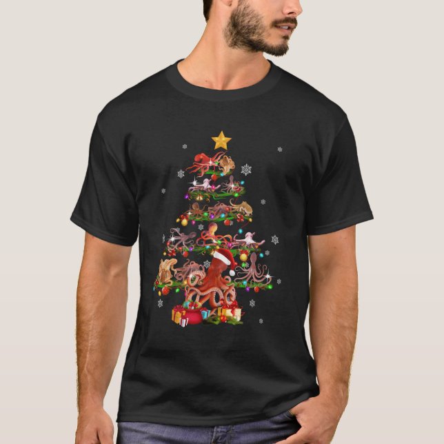 Octopus Julgran X-Mas Älskare Womens Gift T Shirt (Framsida)