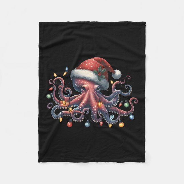 Octopus jultomte Ljus Ocean Octopus Anima Fleecefilt (Framsidan)
