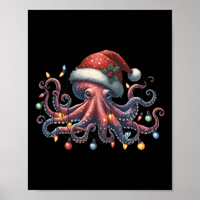 Octopus jultomte Ljus Ocean Octopus Anima Poster (Framsidan)