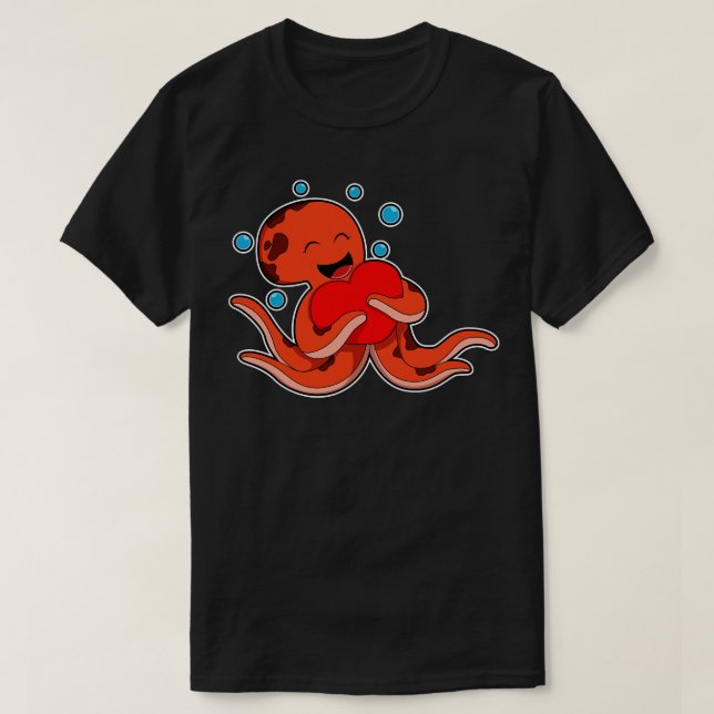 Octopus Kärlek Heart T Shirt (Design framsida)