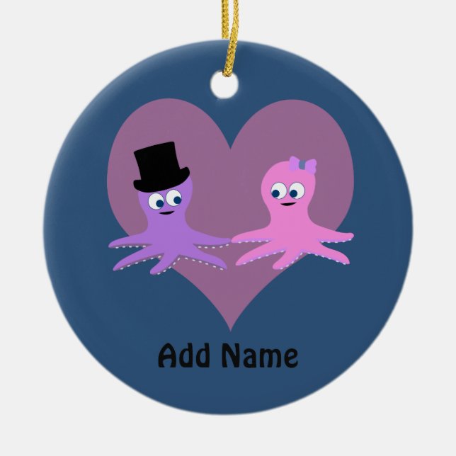 Octopus Kärlek Julgransprydnad Keramik (Framsidan)