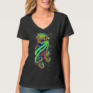 Octopus Krakan Sea Ocean Colorful Bubbles-Trendig T Shirt