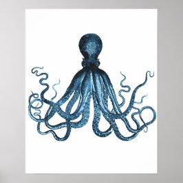 Octopus kraken Havets havsstrand vid havskusten Poster