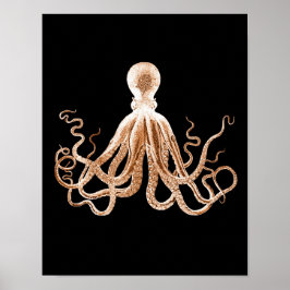 Octopus kraken - havsstrand svart poster