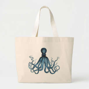 Octopus kraken nautisk kusthavsstrand jumbo tygkasse