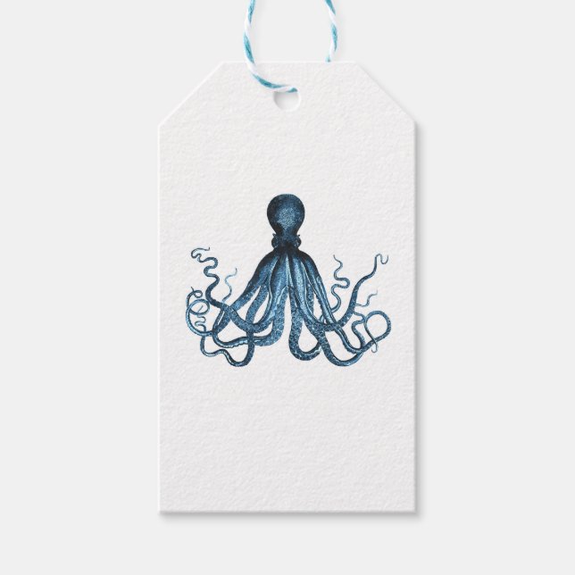 Octopus kraken nautisk kusthavsstrand presentetikett (Framsidan)