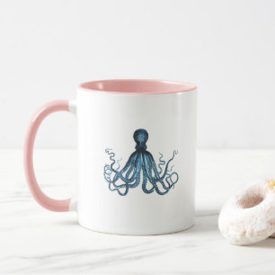 Octopus kraken nautisk strandblått mugg