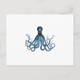 Octopus kraken nautisk strandblått vykort