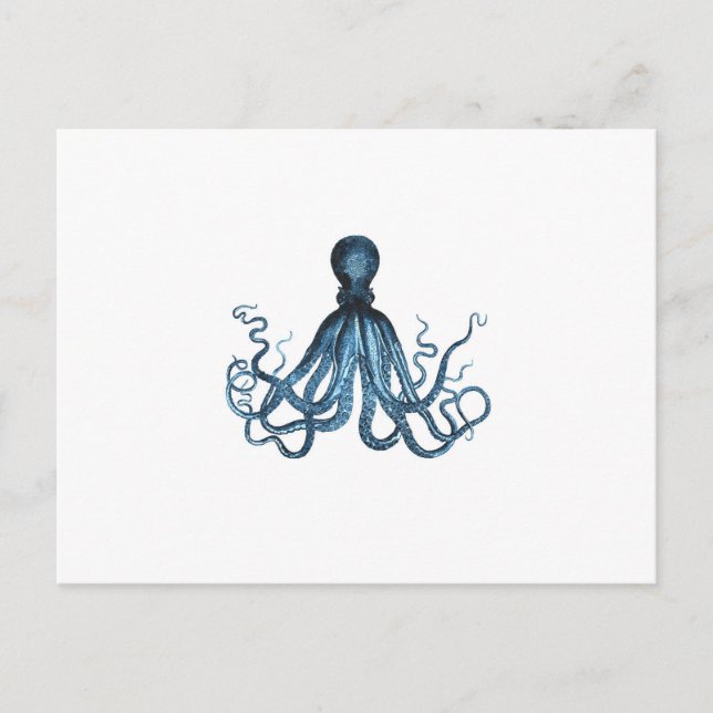 Octopus kraken nautisk strandblått vykort (Framsida)