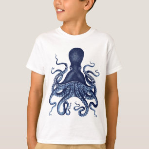 Octopus, Kraken, vintage, engration, nautisk, mors T Shirt