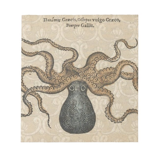 Octopus Kraken Vintage Illustration Anteckningsblock (Framsida)