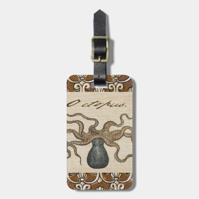 Octopus Kraken Vintage Illustration Bagagebricka (Vertikal Framsida)
