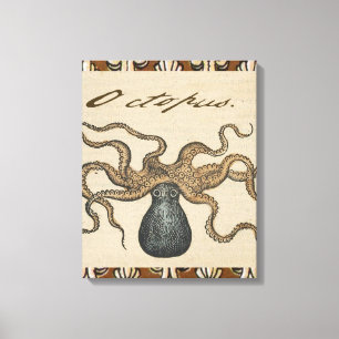 Octopus Kraken Vintage Illustration Canvastryck
