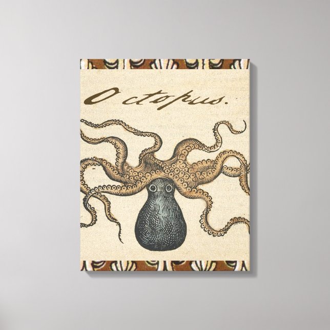 Octopus Kraken Vintage Illustration Canvastryck (Framsida)