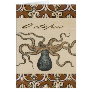 Octopus Kraken Vintage Illustration Hälsningskort