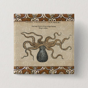 Octopus Kraken Vintage Illustration Knapp