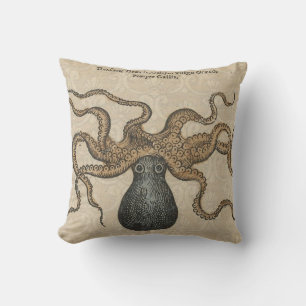 Octopus Kraken Vintage Illustration Kudde