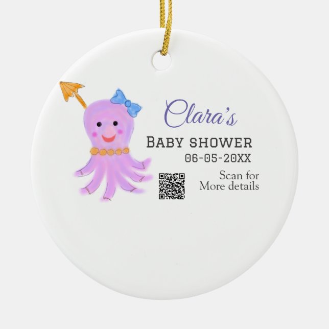 Octopus lila Blue Vattencolor babdusch sea ani Julgransprydnad Keramik (Framsidan)