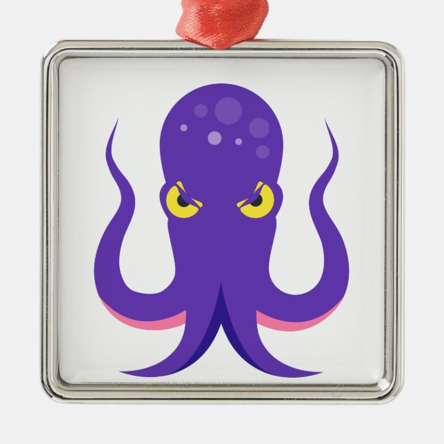Octopus Lila Squid Julgransprydnad Metall (Framsidan)