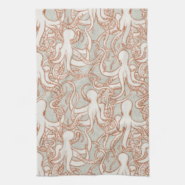 Octopus Line Art | Modern Coastal (Orange & Gray) Kökshandduk