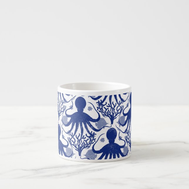 Octopus (ljusbakgrund) espressomugg (Framsidan)