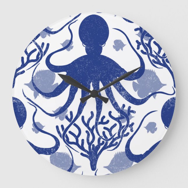 Octopus (ljusbakgrund) stor klocka (Framsida)