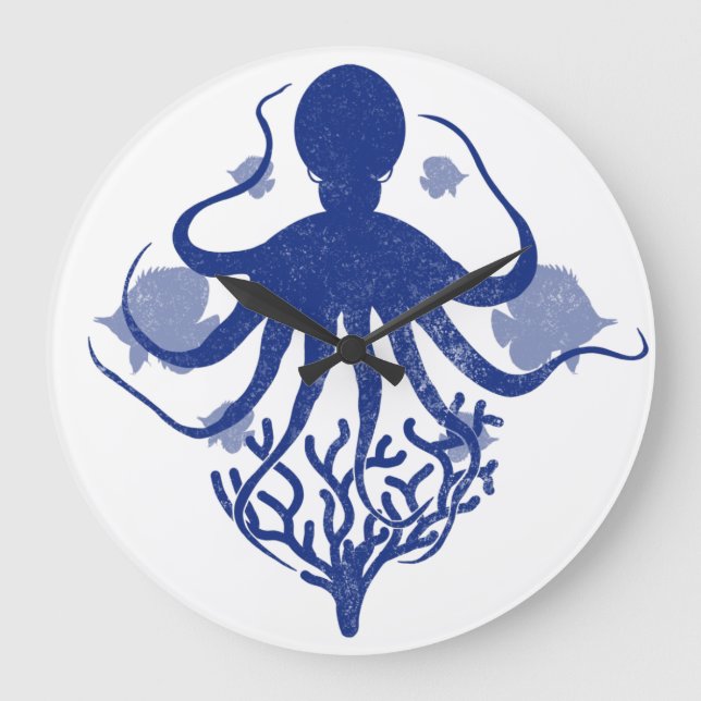 Octopus (ljusbakgrund) stor klocka (Framsida)