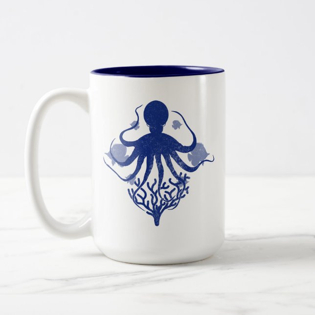 Octopus (ljusbakgrund) Två-Tonad mugg (Vänster)