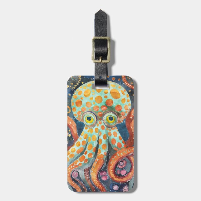 Octopus Luggage Tag Bagagebricka (Vertikal Framsida)