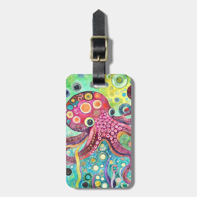 Octopus Luggage Tag Bagagebricka (Vertikal Framsida)