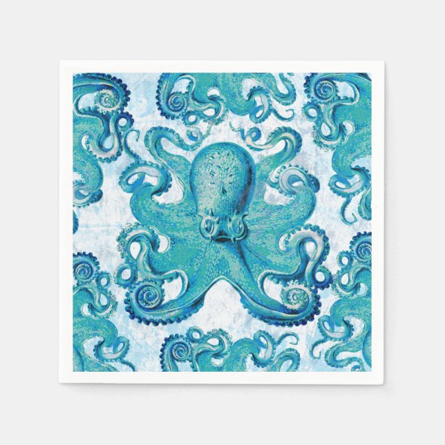 Octopus Marine Life Ocean Animals Beach Nautical Pappersservett (Framsidan)