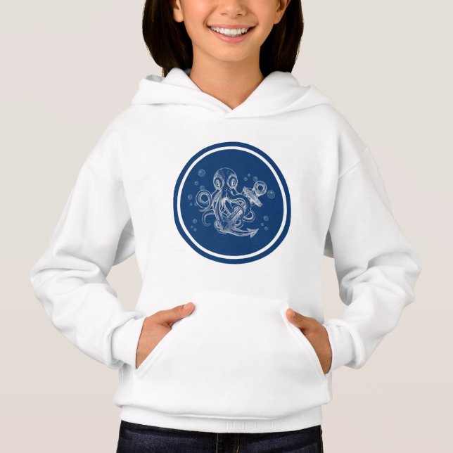 Octopus med ankare t shirt (Framsida)