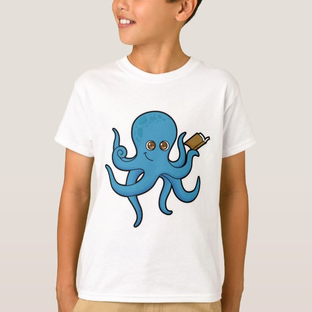Octopus med Bok T Shirt (Framsida)