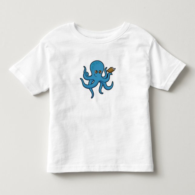 Octopus med Bok T Shirt (Framsida)