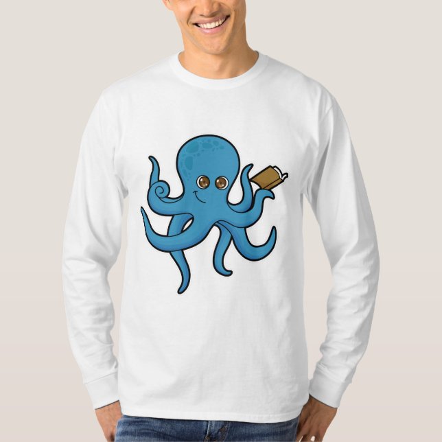 Octopus med Bok T Shirt (Framsida)