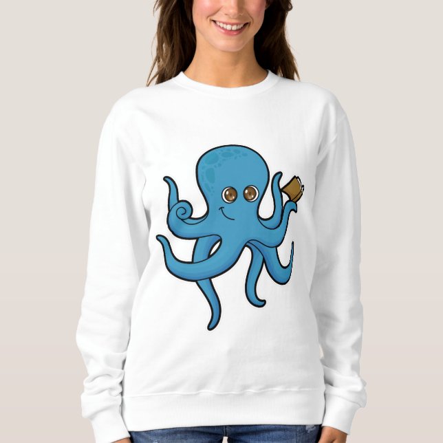 Octopus med Bok T Shirt (Framsida)