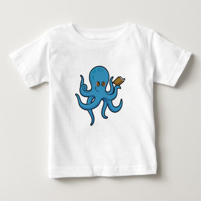 Octopus med Bok T Shirt (Framsida)
