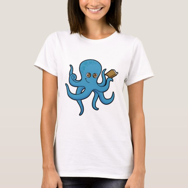 Octopus med Bok T Shirt (Framsida)