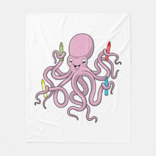 Octopus med Crayon Fleecefilt