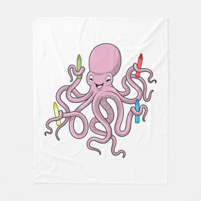 Octopus med Crayon Fleecefilt (Framsidan)