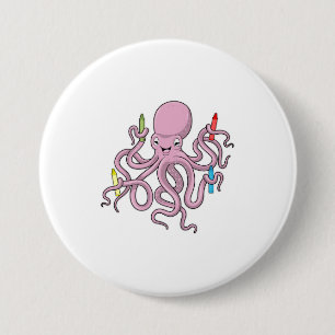 Octopus med Crayon Knapp