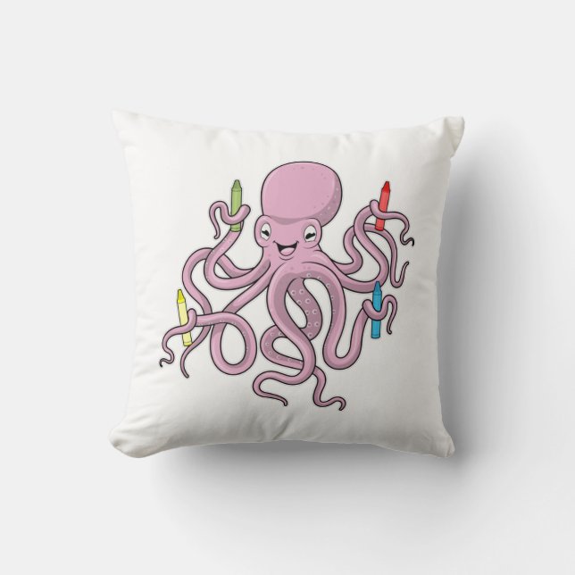 Octopus med Crayon Kudde (Framsida)